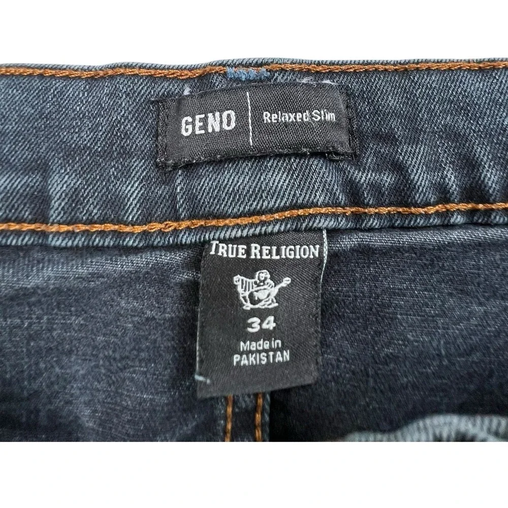 True Religion Mens 34X32 Geno Relaxed Slim Dark Wash Denim‎ Jeans